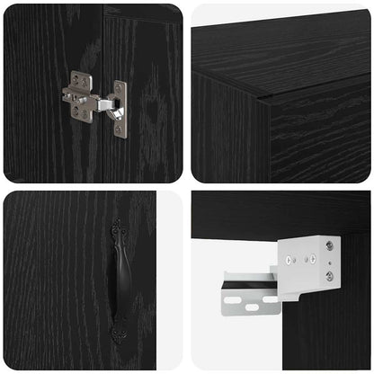 Wandkast Zwart Eiken 69,5 x 34 x 90 cm Bewerkt hout
