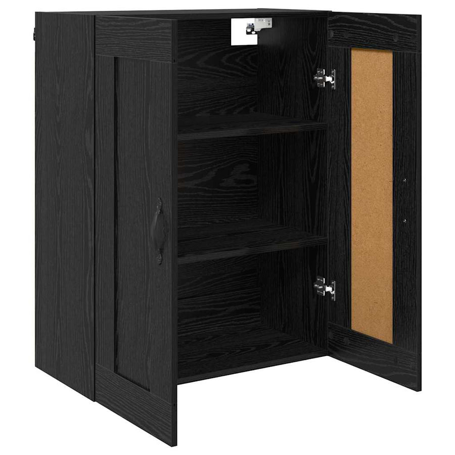 Wandkast Zwart Eiken 69,5 x 34 x 90 cm Bewerkt hout