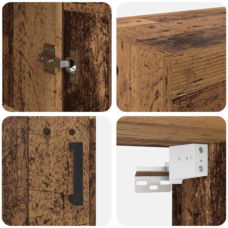 Wandkast Oud Hout 69,5 x 34 x 90 cm Bewerkt hout