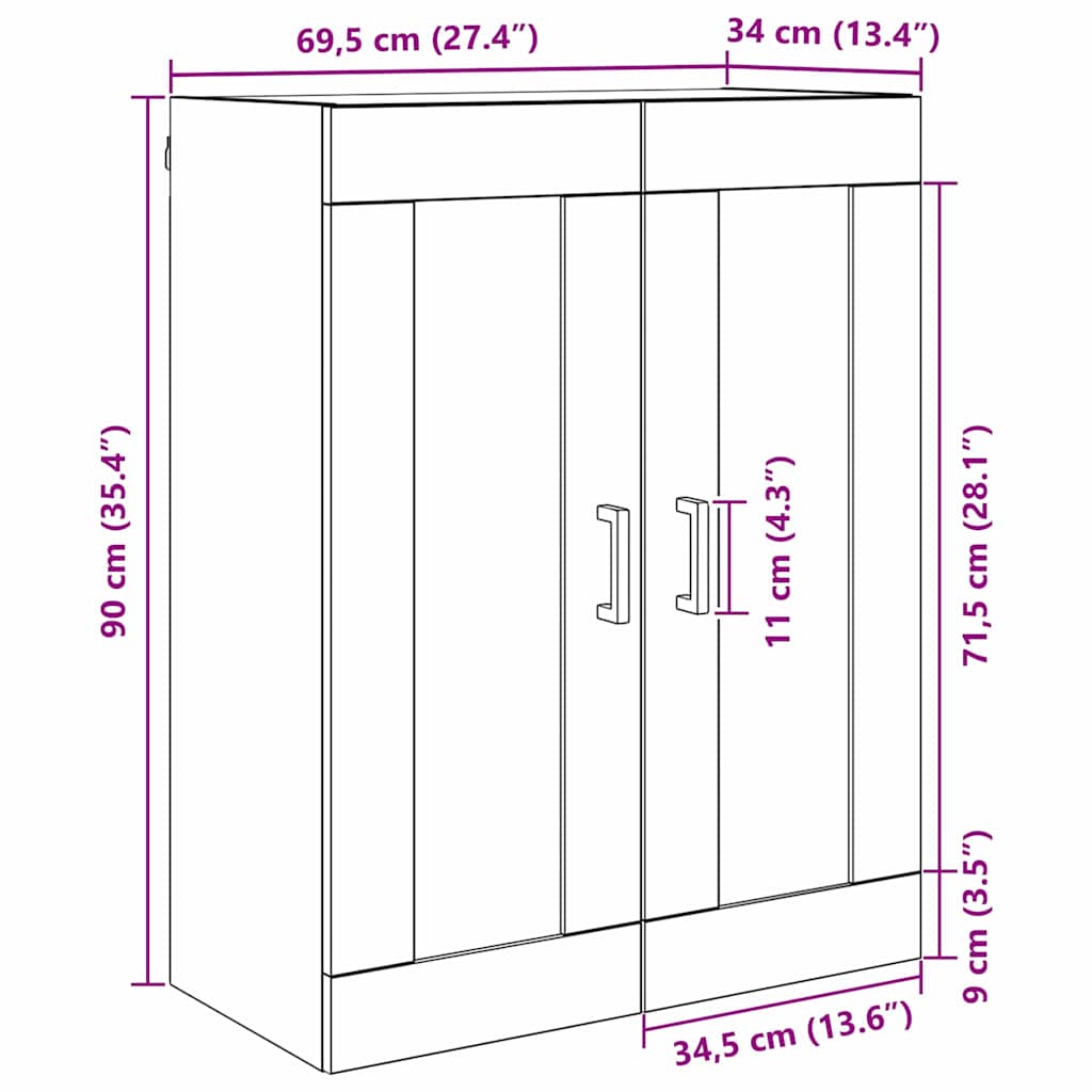 Wandkast Artisan Eiken 69,5 x 34 x 90 cm Bewerkt hout