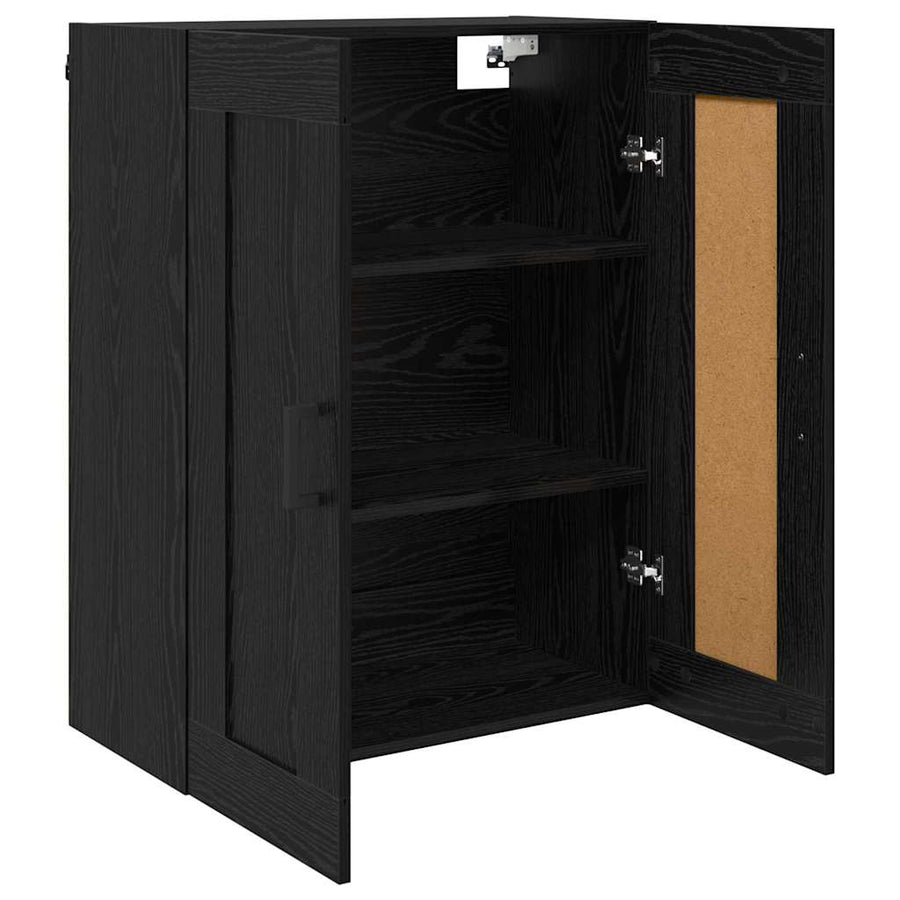 Wandkast Zwart Eiken 69,5 x 34 x 90 cm Bewerkt hout