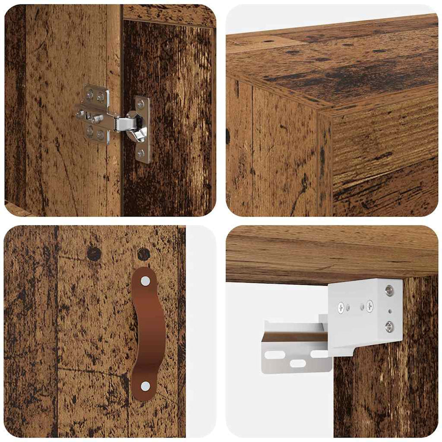 Wandkast Oud Hout 34,5 x 34 x 90 cm Bewerkt hout