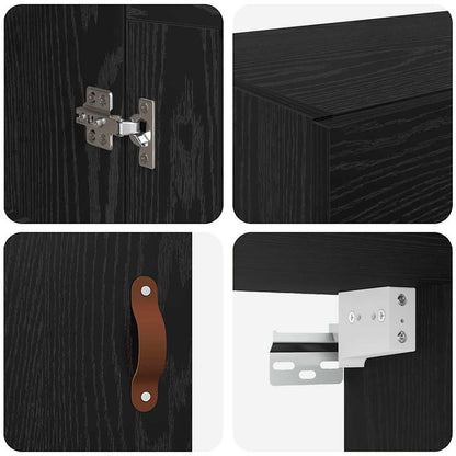 Wandkast Zwart Eiken 34,5 x 34 x 90 cm Bewerkt hout