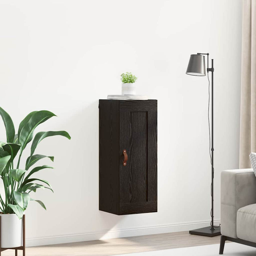Wandkast Zwart Eiken 34,5 x 34 x 90 cm Bewerkt hout