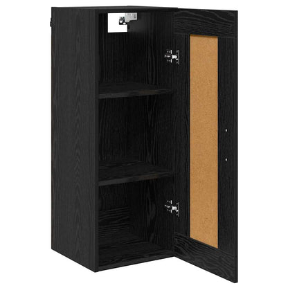 Wandkast Zwart Eiken 34,5 x 34 x 90 cm Bewerkt hout