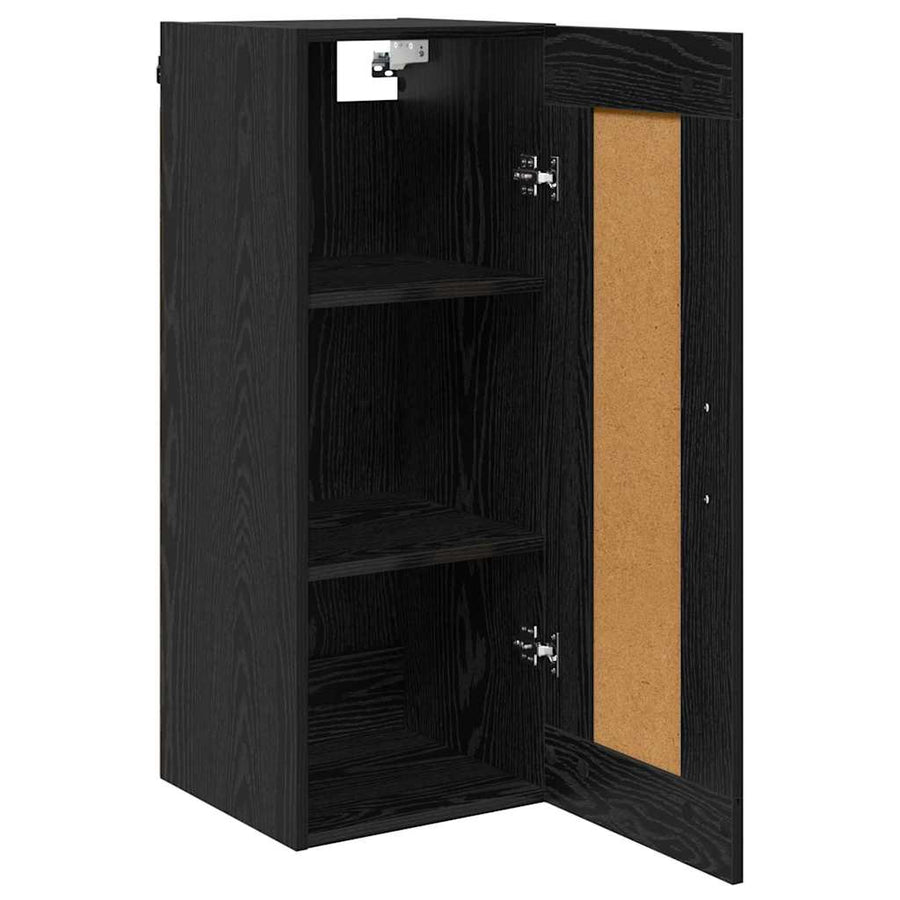 Wandkast Zwart Eiken 34,5 x 34 x 90 cm Bewerkt hout
