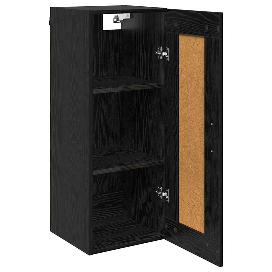 Wandkast Zwart Eiken 34,5 x 34 x 90 cm Bewerkt hout