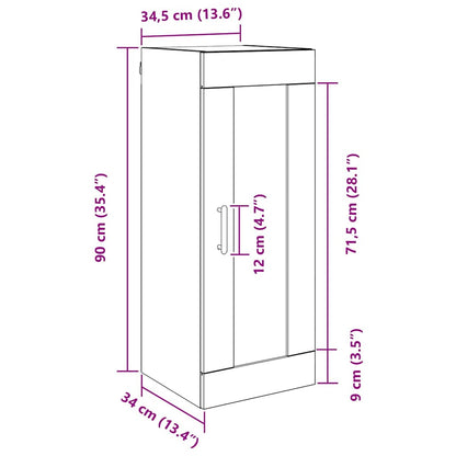 Wandkast Zwart Eiken 34,5 x 34 x 90 cm Bewerkt hout