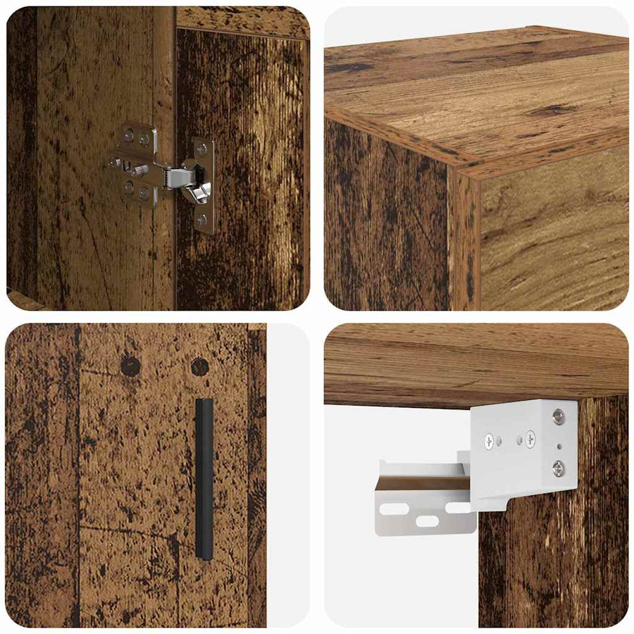 Wandkast Oud Hout 34,5 x 34 x 90 cm Bewerkt hout