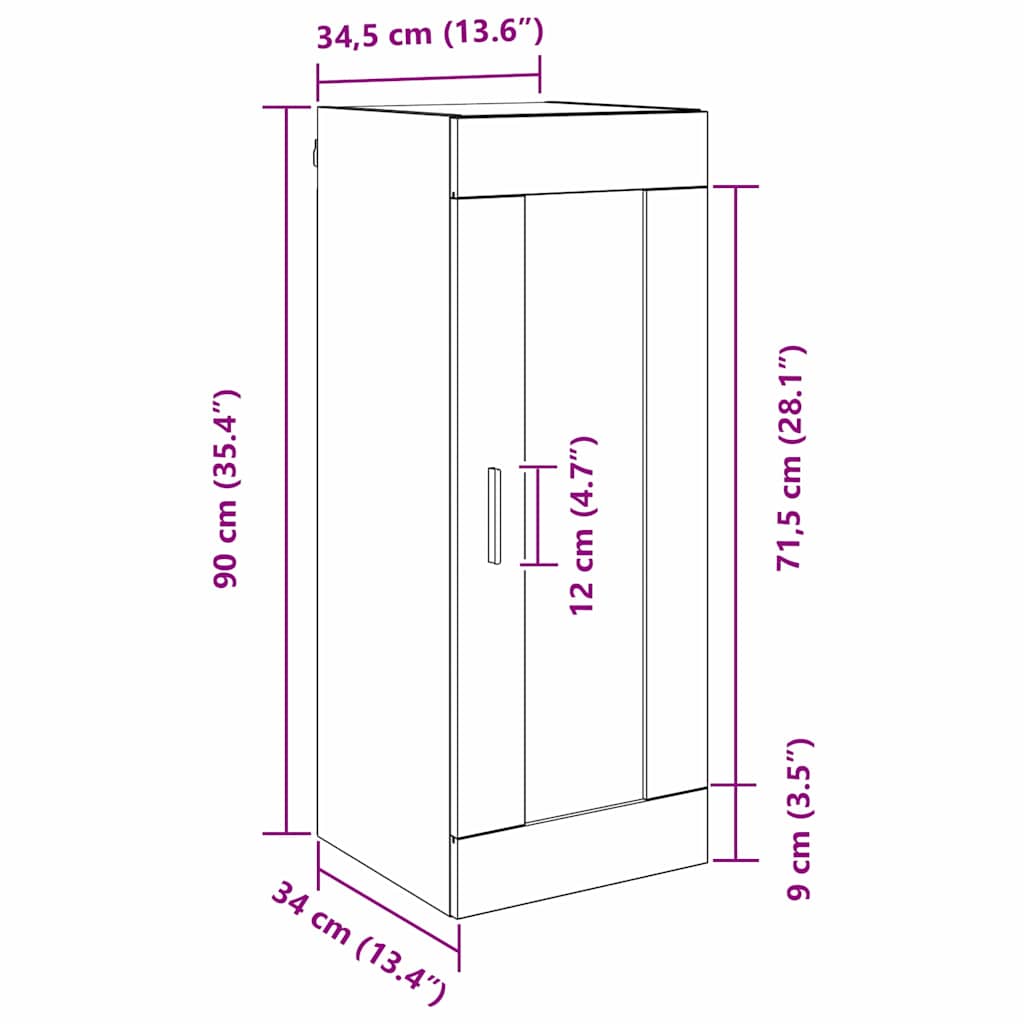 Wandkast Artisan Eiken 34,5 x 34 x 90 cm Bewerkt hout