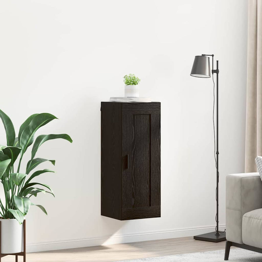 Wandkast Zwart Eiken 34,5 x 34 x 90 cm Bewerkt hout