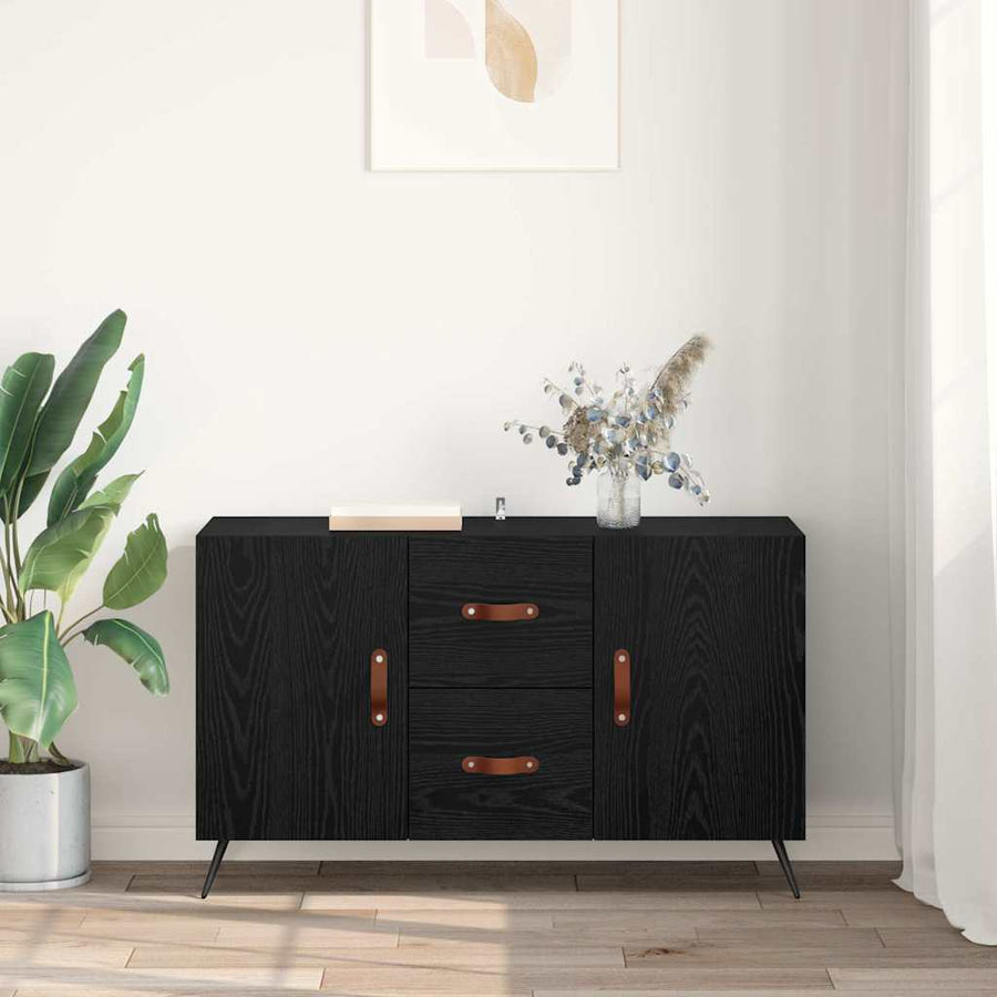 Dressoir met lade Zwart Eiken 100 x 36 x 60 cm Bewerkt hout