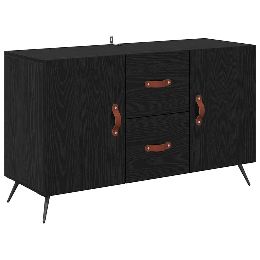 Dressoir met lade Zwart Eiken 100 x 36 x 60 cm Bewerkt hout