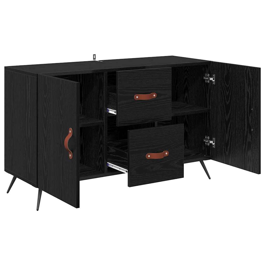 Dressoir met lade Zwart Eiken 100 x 36 x 60 cm Bewerkt hout