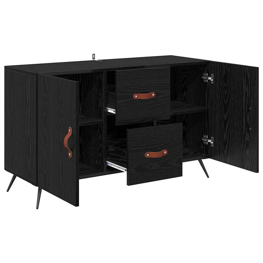 Dressoir met lade Zwart Eiken 100 x 36 x 60 cm Bewerkt hout