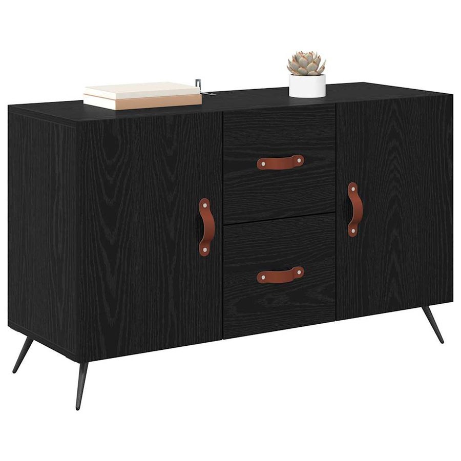Dressoir met lade Zwart Eiken 100 x 36 x 60 cm Bewerkt hout