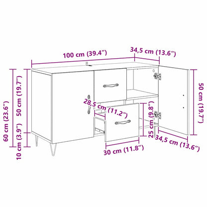 Dressoir met lade Artisan Eiken 100 x 36 x 60 cm Bewerkt hout