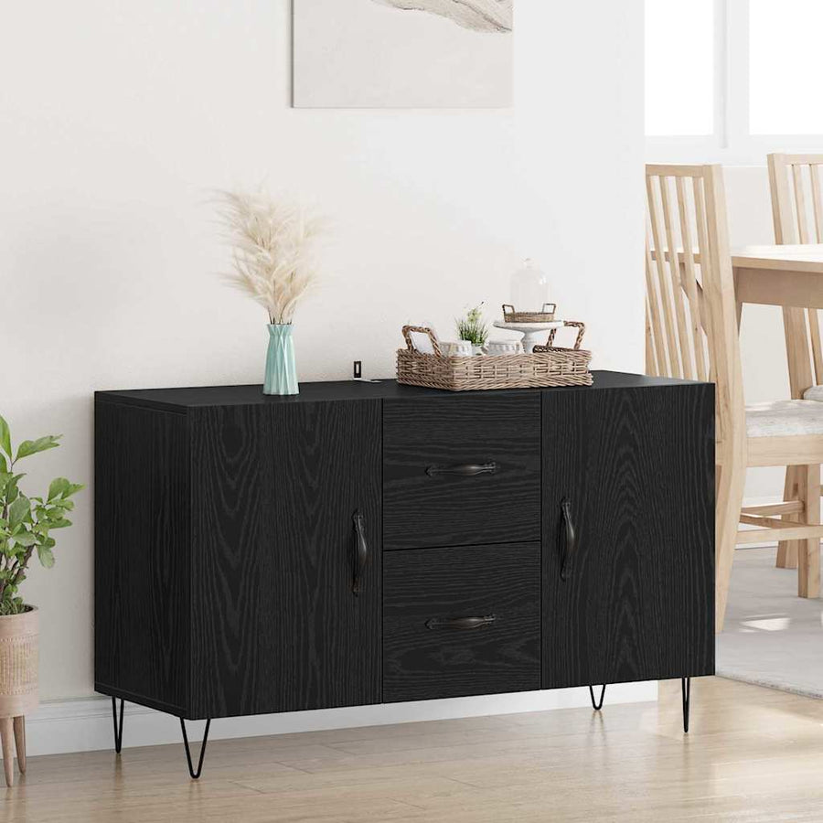 Dressoir met lade Zwart Eiken 100 x 36 x 60 cm Bewerkt hout