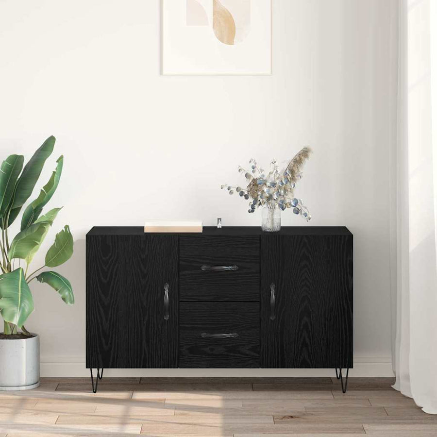Dressoir met lade Zwart Eiken 100 x 36 x 60 cm Bewerkt hout