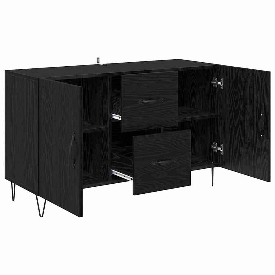 Dressoir met lade Zwart Eiken 100 x 36 x 60 cm Bewerkt hout