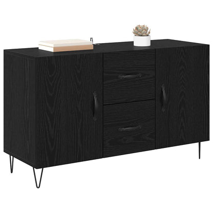 Dressoir met lade Zwart Eiken 100 x 36 x 60 cm Bewerkt hout