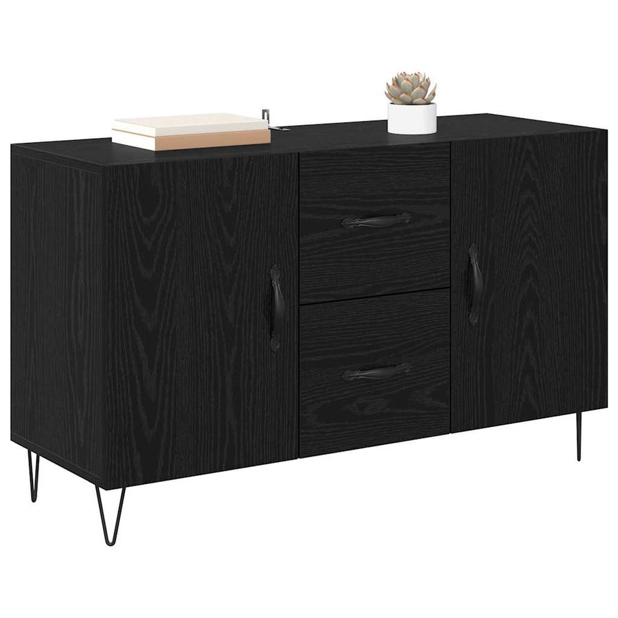 Dressoir met lade Zwart Eiken 100 x 36 x 60 cm Bewerkt hout