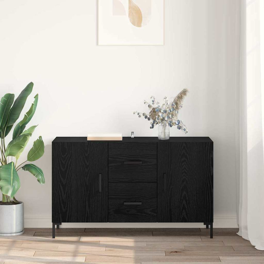 Dressoir met lade Zwart Eiken 100 x 36 x 60 cm Bewerkt hout