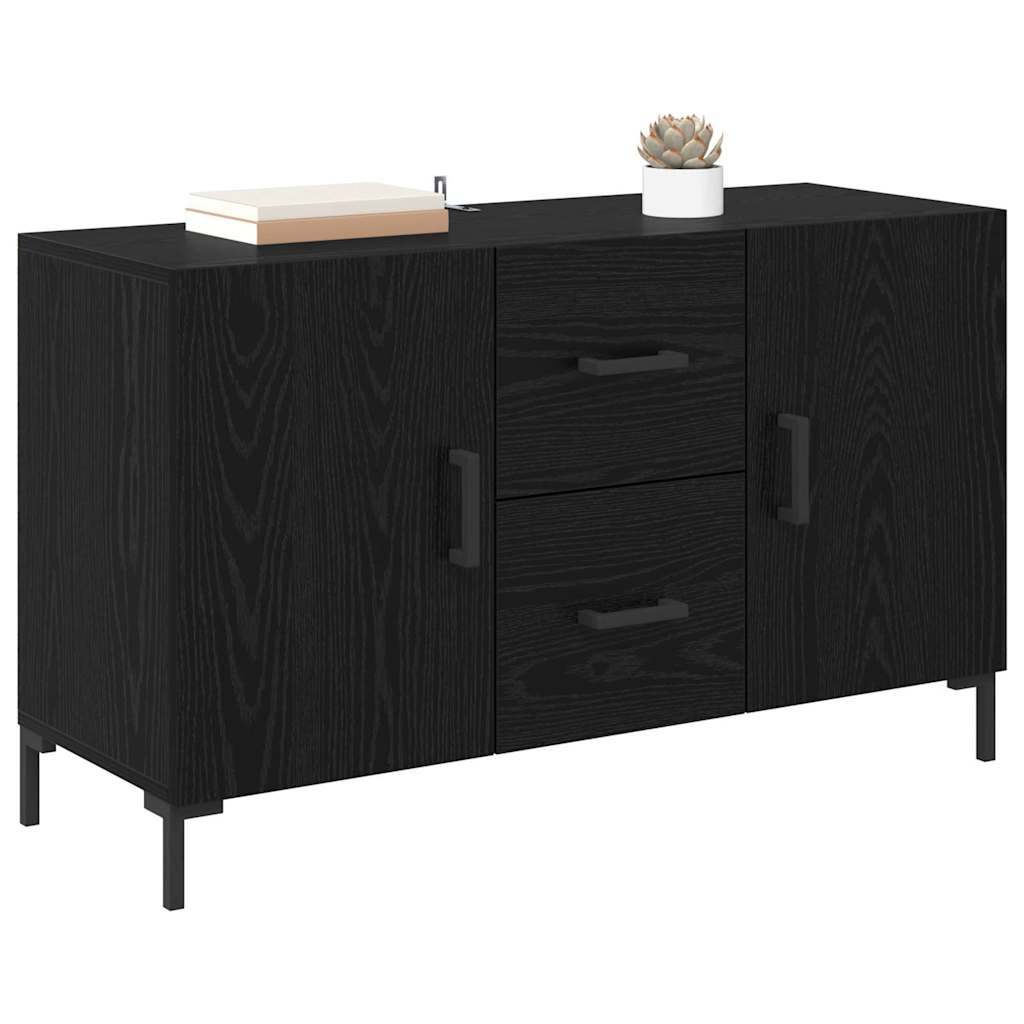 Dressoir met lade Zwart Eiken 100 x 36 x 60 cm Bewerkt hout
