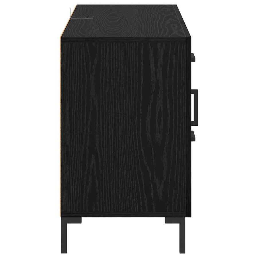 Dressoir met lade Zwart Eiken 100 x 36 x 60 cm Bewerkt hout