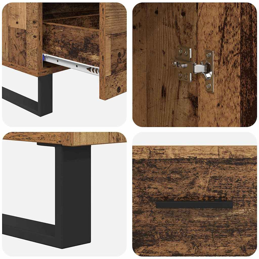 Highboard met lade Oud Hout 69,5 x 30 x 115 cm Bewerkt hout