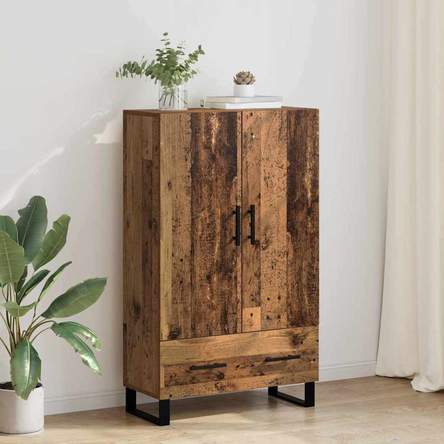 Highboard met lade Oud Hout 69,5 x 30 x 115 cm Bewerkt hout