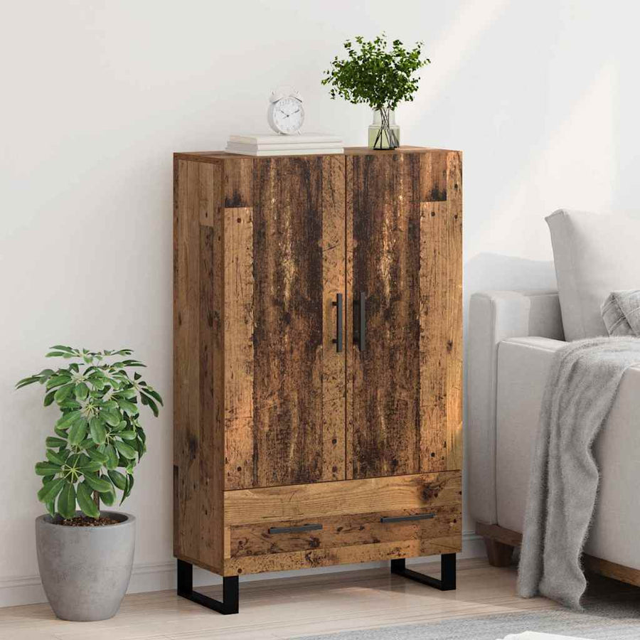 Highboard met lade Oud Hout 69,5 x 30 x 115 cm Bewerkt hout