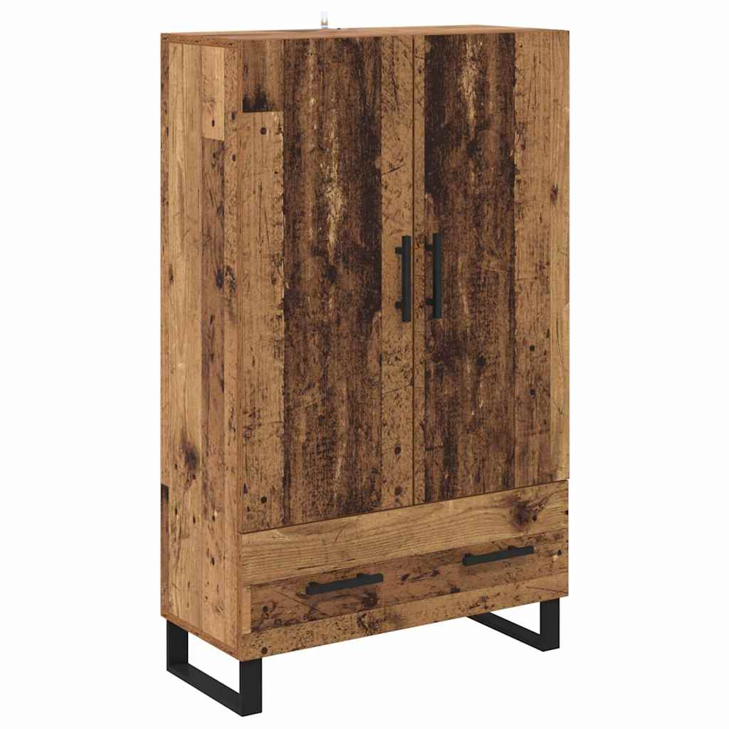 Highboard met lade Oud Hout 69,5 x 30 x 115 cm Bewerkt hout