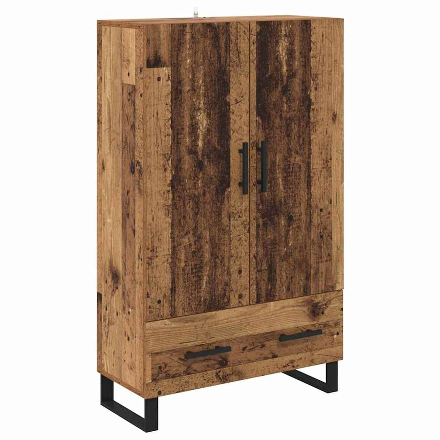 Highboard met lade Oud Hout 69,5 x 30 x 115 cm Bewerkt hout