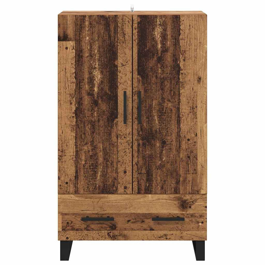Highboard met lade Oud Hout 69,5 x 30 x 115 cm Bewerkt hout