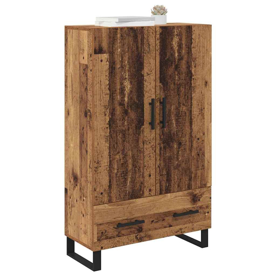 Highboard met lade Oud Hout 69,5 x 30 x 115 cm Bewerkt hout