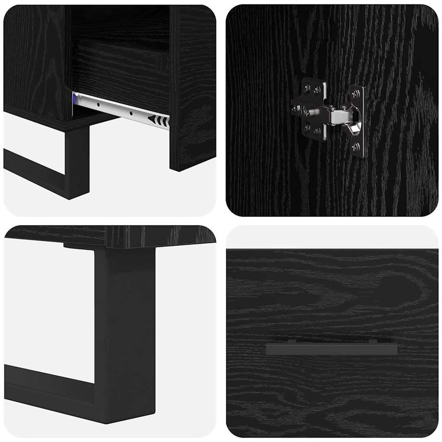 Highboard met lade Zwart Eiken 69,5 x 30 x 115 cm Bewerkt hout