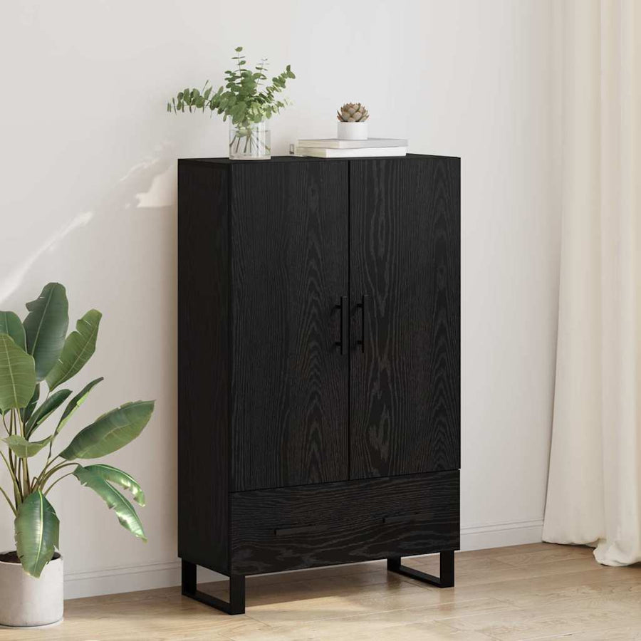 Highboard met lade Zwart Eiken 69,5 x 30 x 115 cm Bewerkt hout