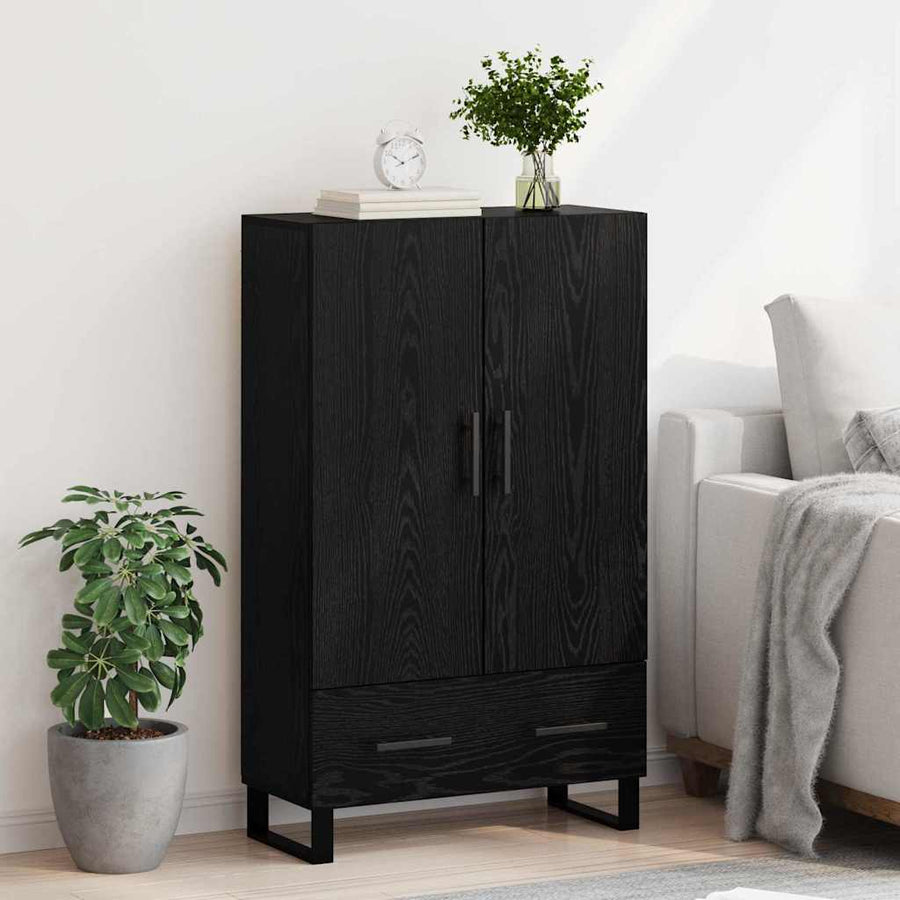 Highboard met lade Zwart Eiken 69,5 x 30 x 115 cm Bewerkt hout