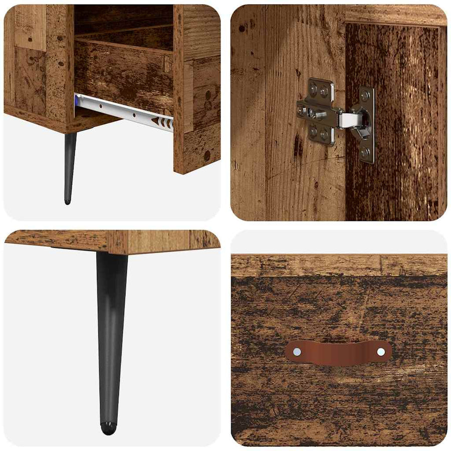 Highboard Oud Hout 69,5 x 31 x 115 cm Geengineerd Hout en Glas