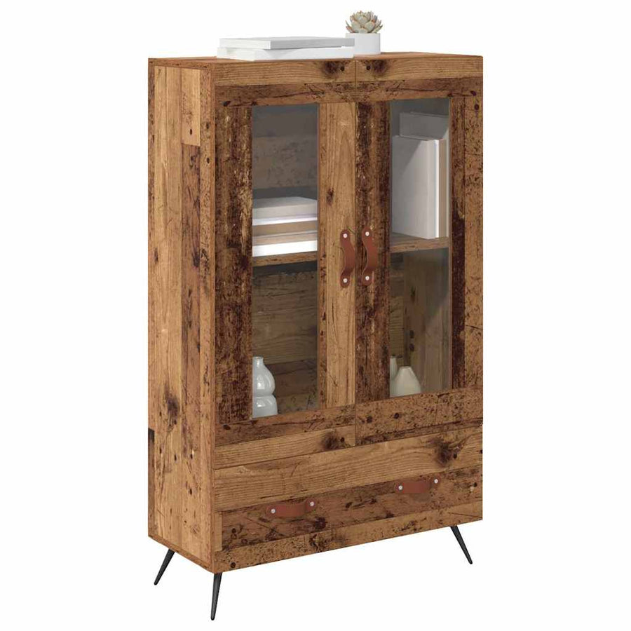 Highboard Oud Hout 69,5 x 31 x 115 cm Geengineerd Hout en Glas