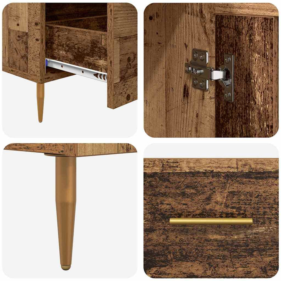 Highboard Oud Hout 69,5 x 31 x 115 cm Geengineerd Hout en Glas