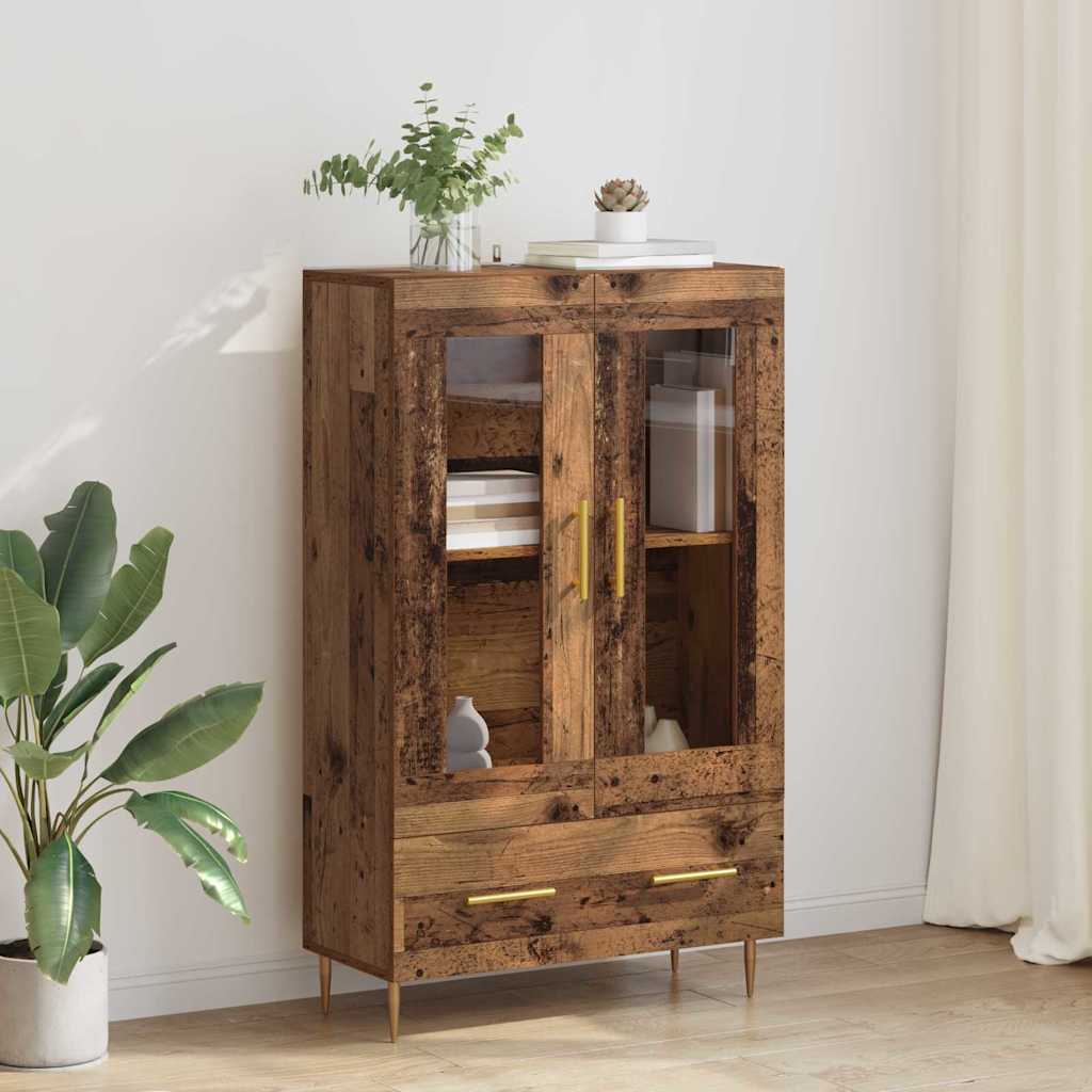 Highboard Oud Hout 69,5 x 31 x 115 cm Geengineerd Hout en Glas