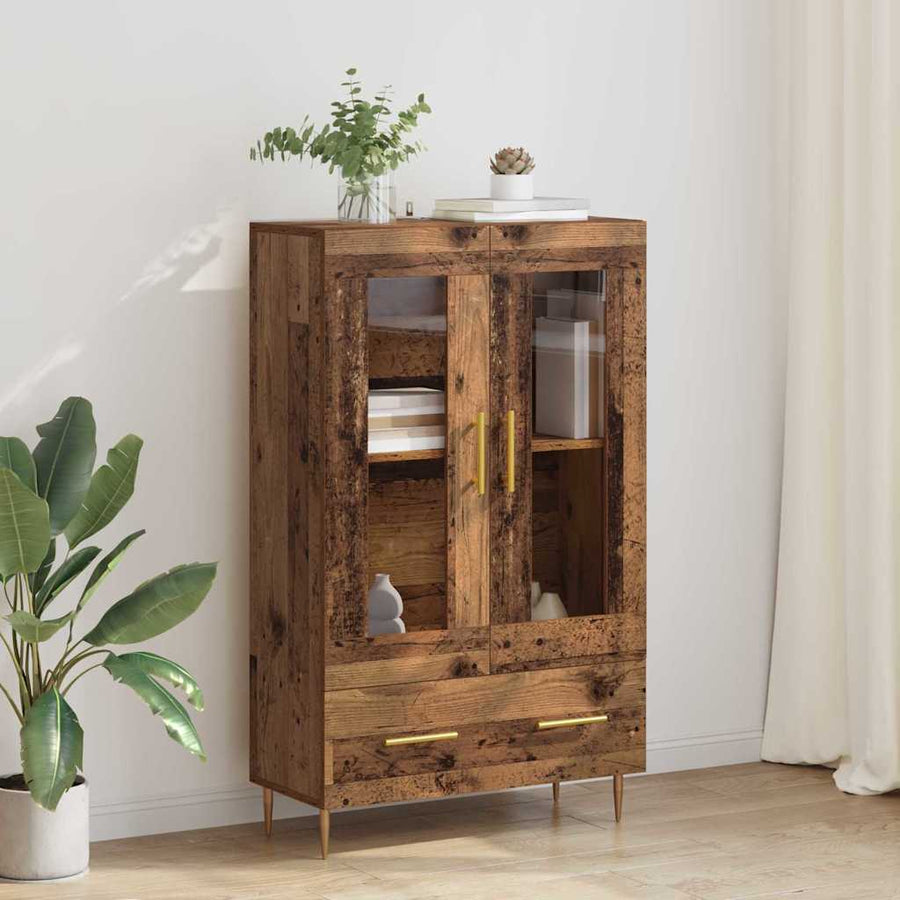 Highboard Oud Hout 69,5 x 31 x 115 cm Geengineerd Hout en Glas