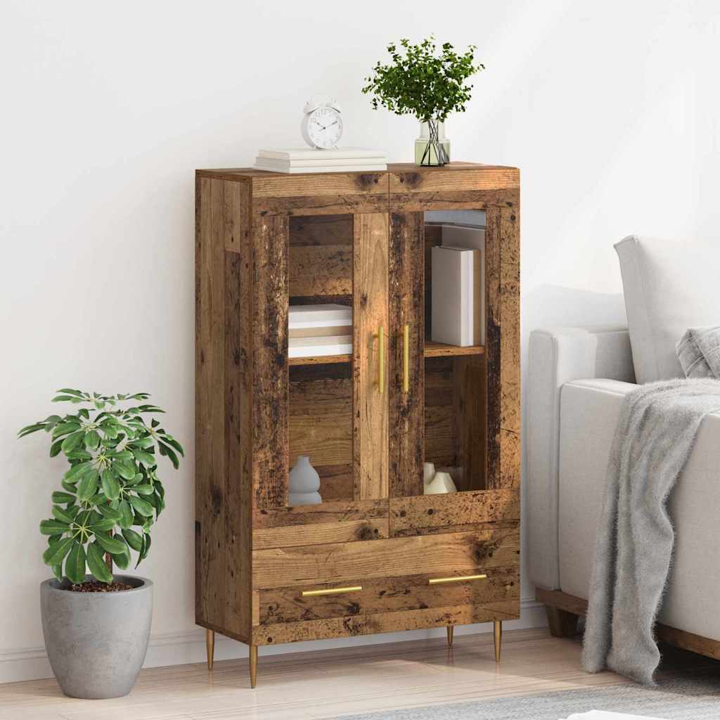 Highboard Oud Hout 69,5 x 31 x 115 cm Geengineerd Hout en Glas