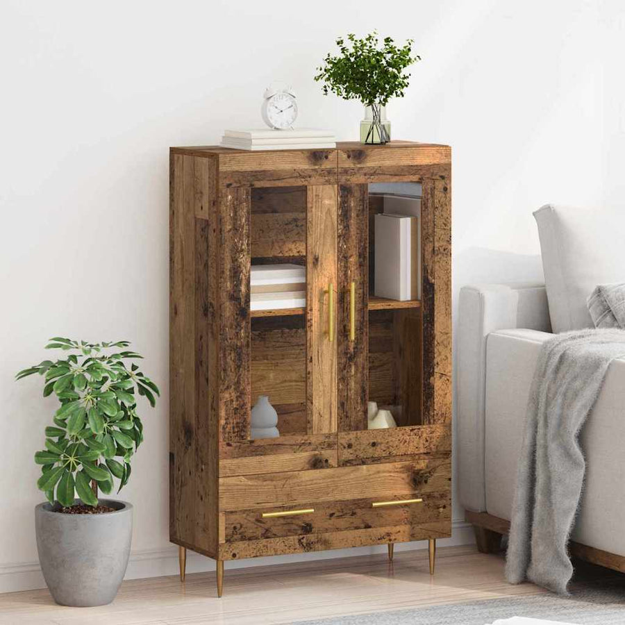 Highboard Oud Hout 69,5 x 31 x 115 cm Geengineerd Hout en Glas