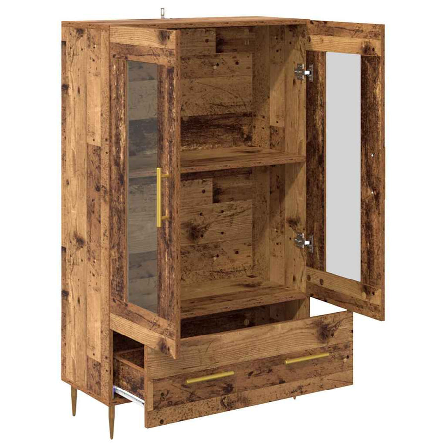 Highboard Oud Hout 69,5 x 31 x 115 cm Geengineerd Hout en Glas