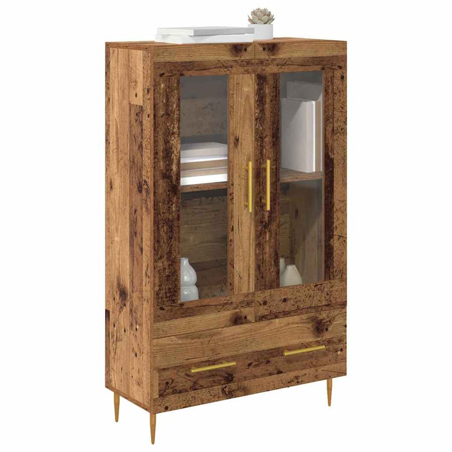 Highboard Oud Hout 69,5 x 31 x 115 cm Geengineerd Hout en Glas