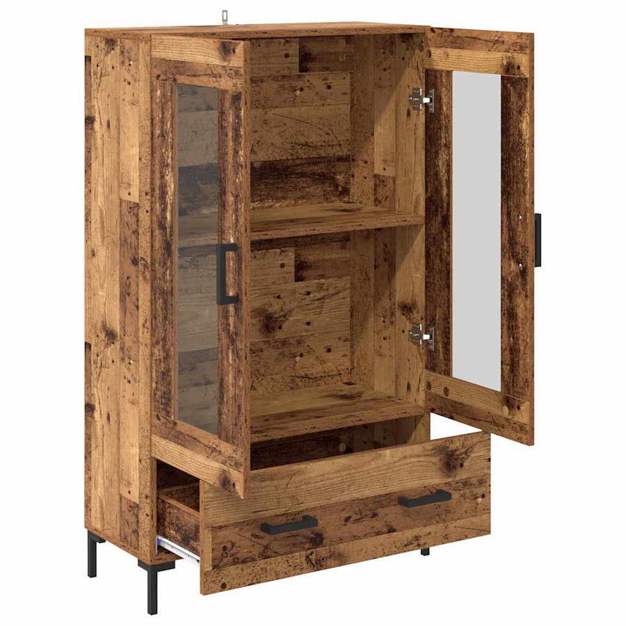Highboard met lade Oud Hout 69,5 x 31 x 115 cm Bewerkt hout