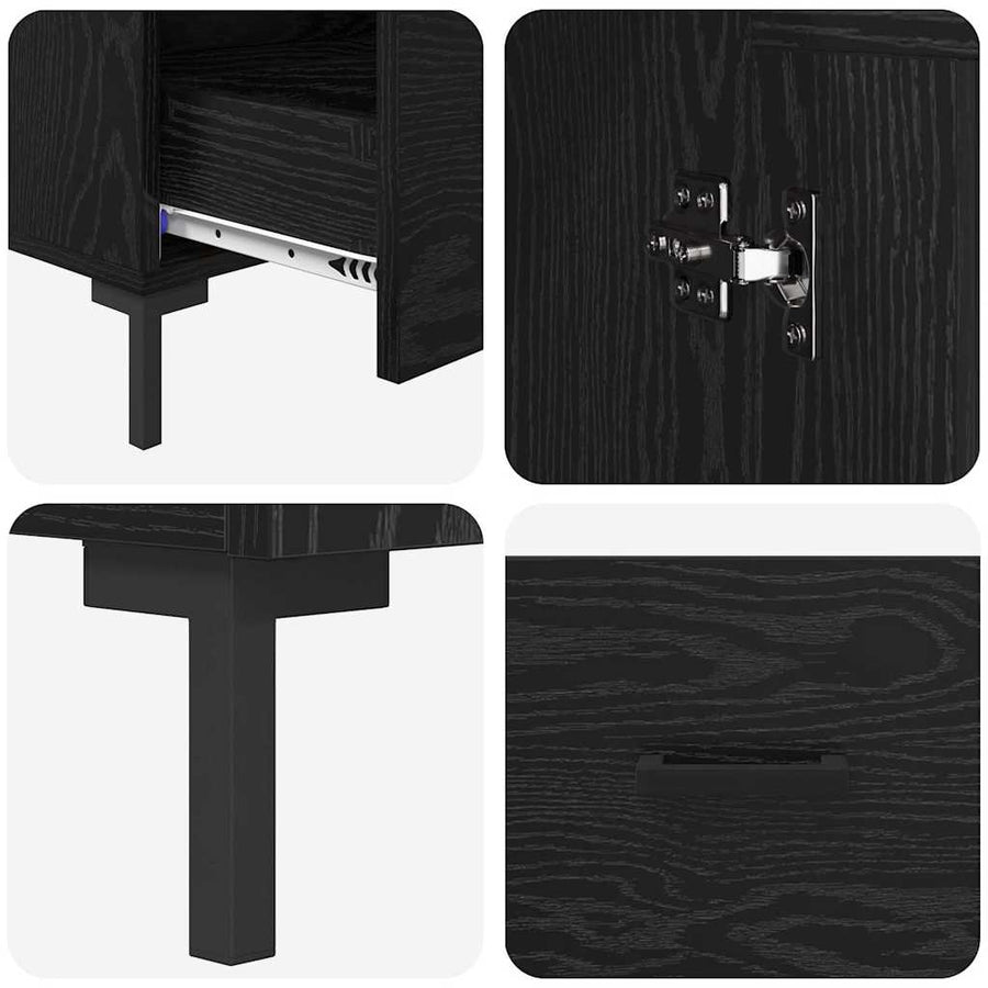 Highboard met lade Zwart Eiken 69,5 x 31 x 115 cm Bewerkt hout